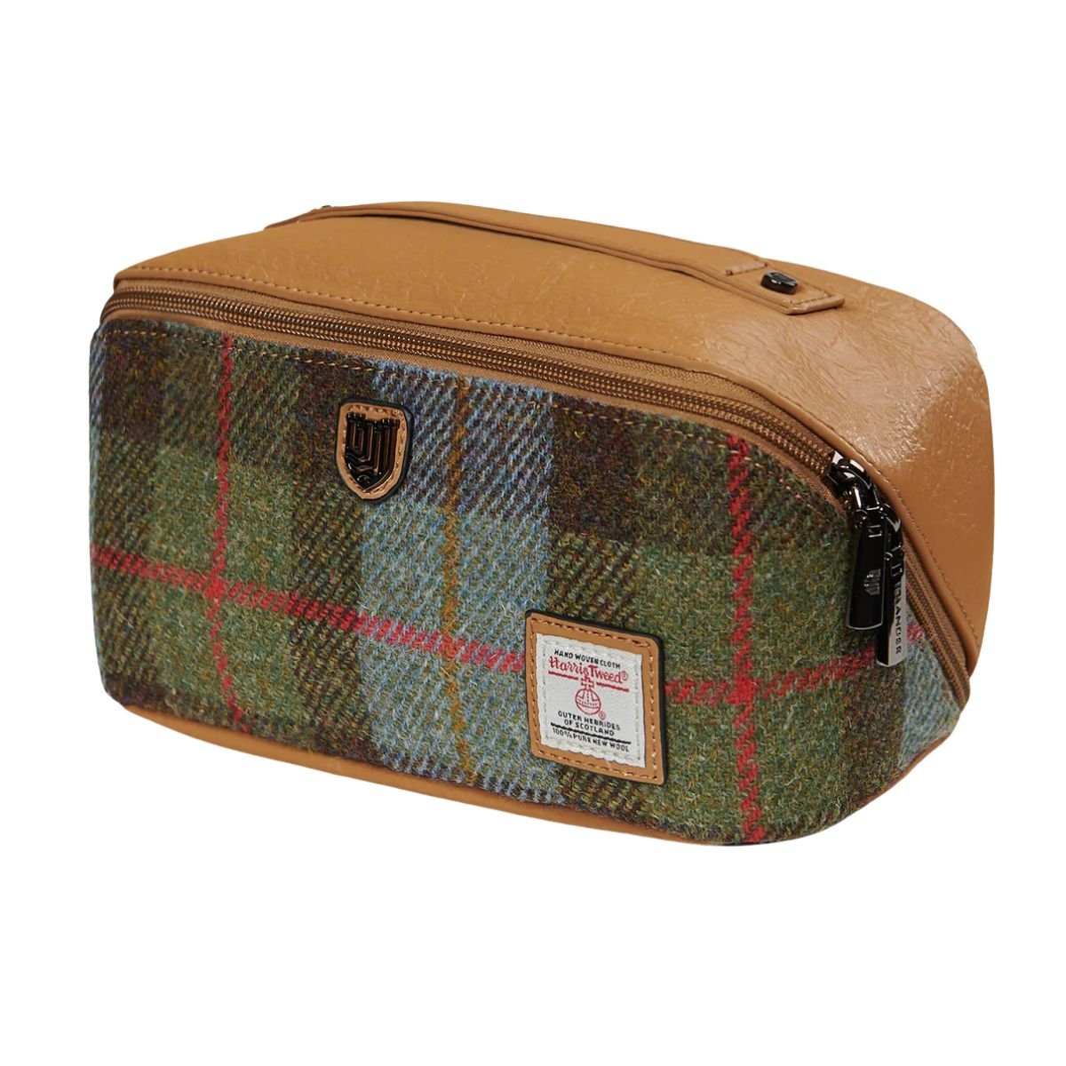 Islander Harris Tweed Toiletry Bag 'Chestnut and Blue Tartan'