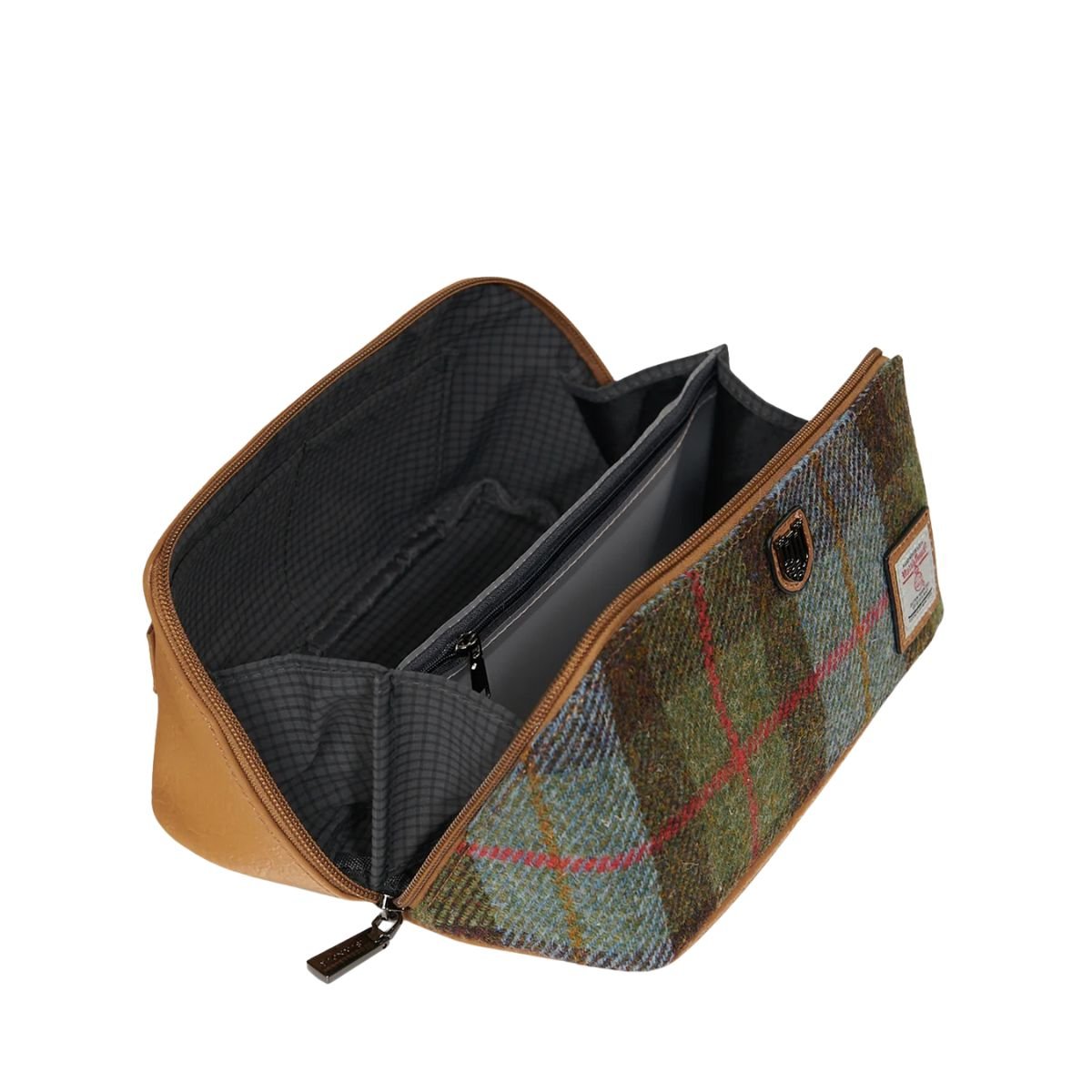 Islander Harris Tweed Toiletry Bag 'Chestnut and Blue Tartan'