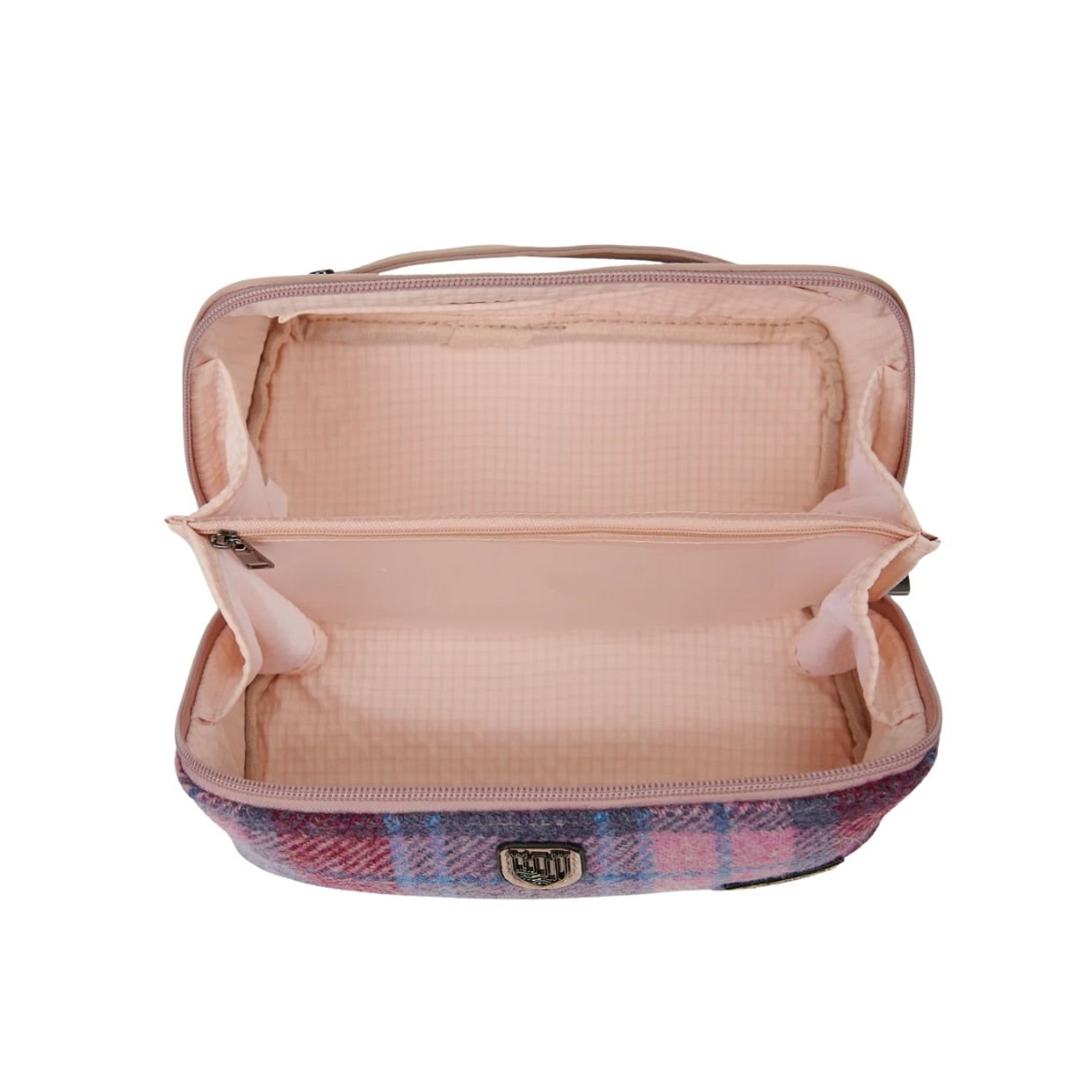 Islander Harris Tweed Toiletry Bag 'Pink and Blue Tartan'