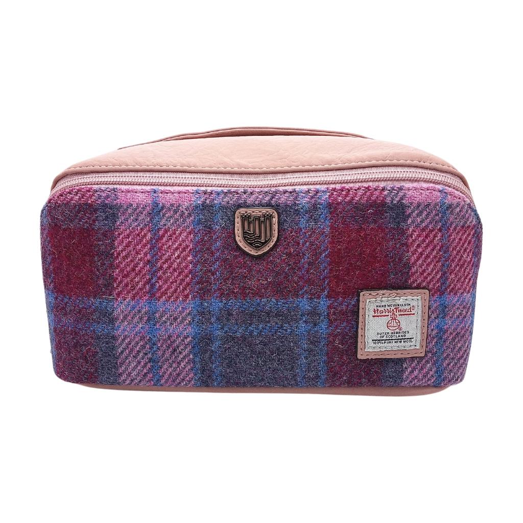Islander Harris Tweed Toiletry Bag 'Pink and Blue Tartan' by Islander - Health & Beauty