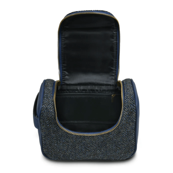 Islander Harris Tweed Wash Bag 'Navy Check' - The Celtic Gift Store - Health & Beauty