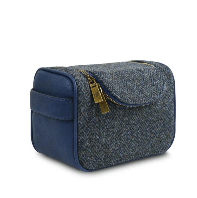Islander Harris Tweed Wash Bag 'Navy Check' - The Celtic Gift Store - Health & Beauty