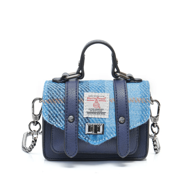 Islander Harris Tweed Wee Satchel 'Blue Tartan' - The Celtic Gift Store - Handbags