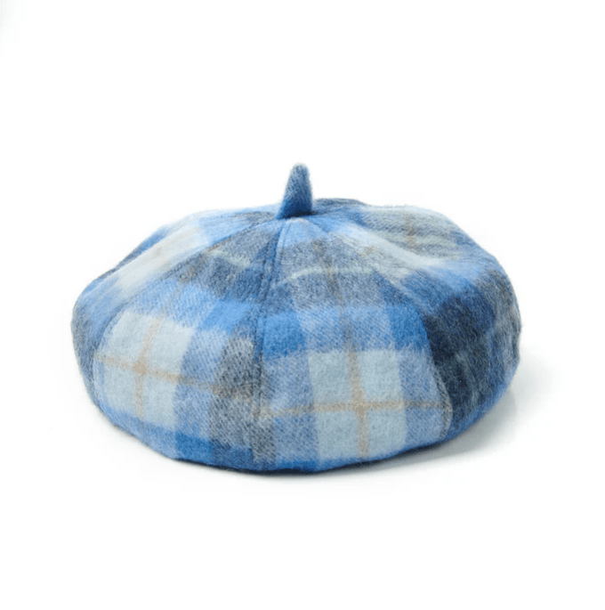 Islander Lambswool Bunnet Hat - Blue Tartan - The Celtic Gift Store - Scarves & Shawls