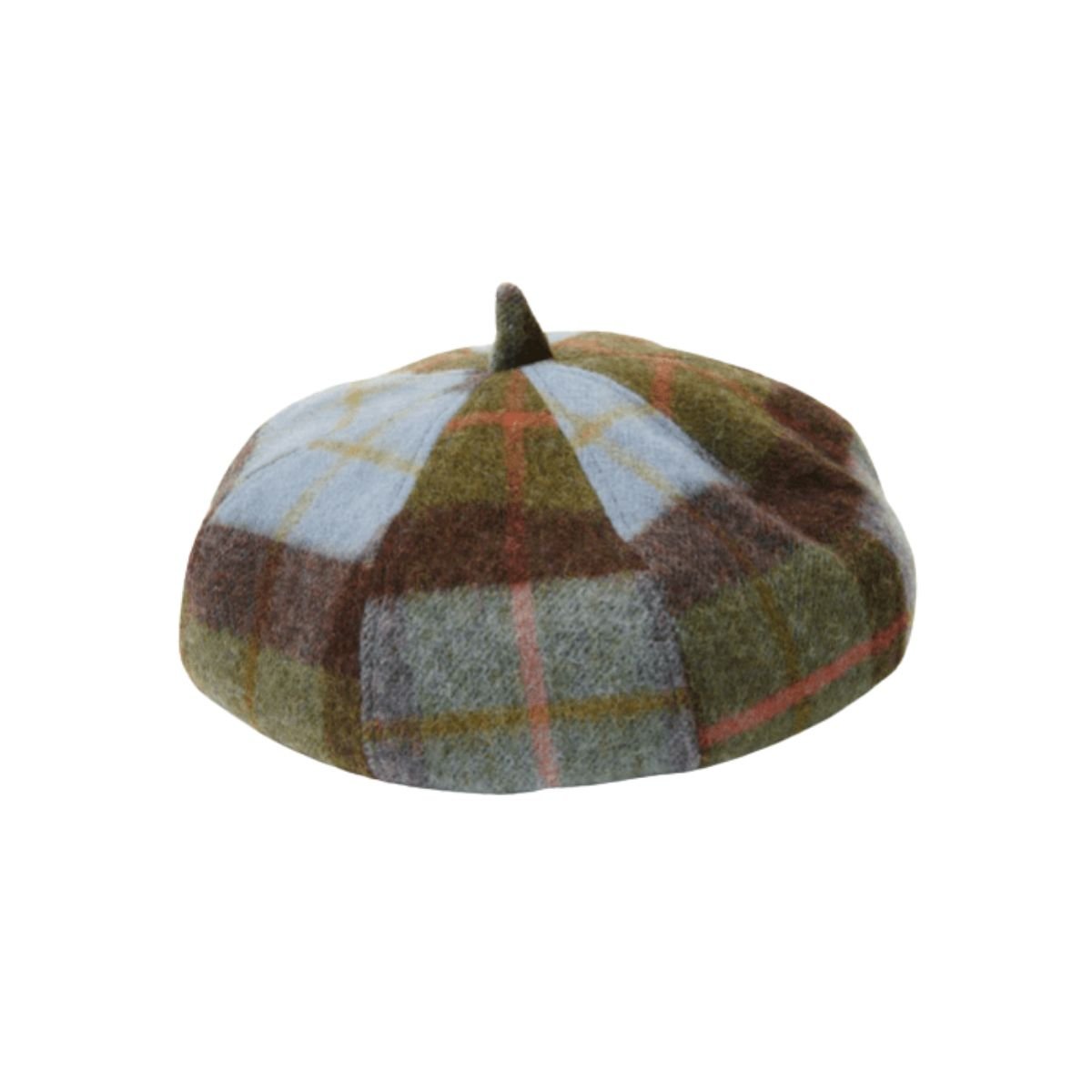 Islander Lambswool Bunnet Hat - Chestnut and Blue Tartan