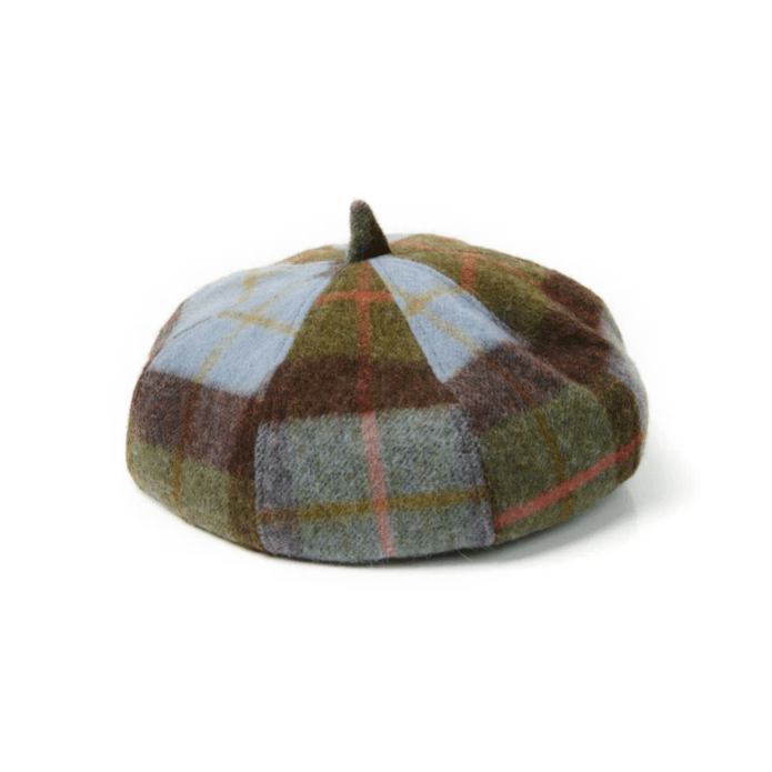 Islander Lambswool Bunnet Hat - Chestnut and Blue Tartan - The Celtic Gift Store - Scarves & Shawls