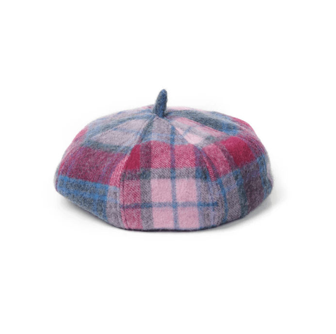 Islander Lambswool Bunnet Hat - Pink and Blue Tartan - The Celtic Gift Store - Scarves & Shawls