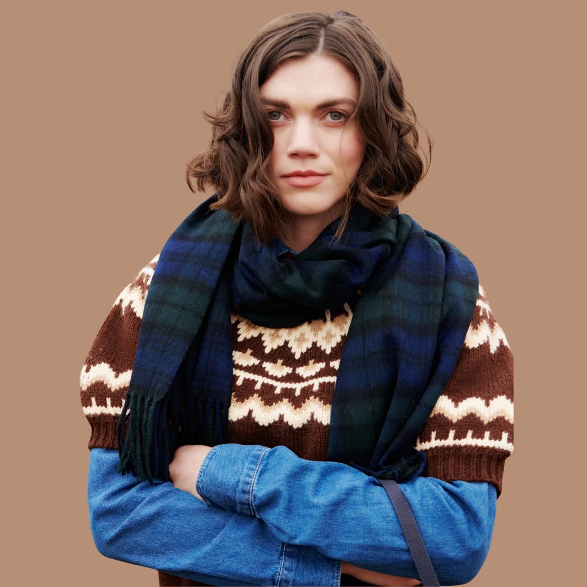 Islander Lambswool Scarf - Black and White Dogstooth