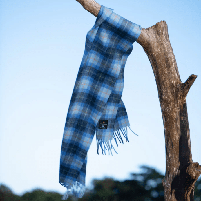 Islander Lambswool Scarf - Blue Tartan - The Celtic Gift Store - Scarves & Shawls