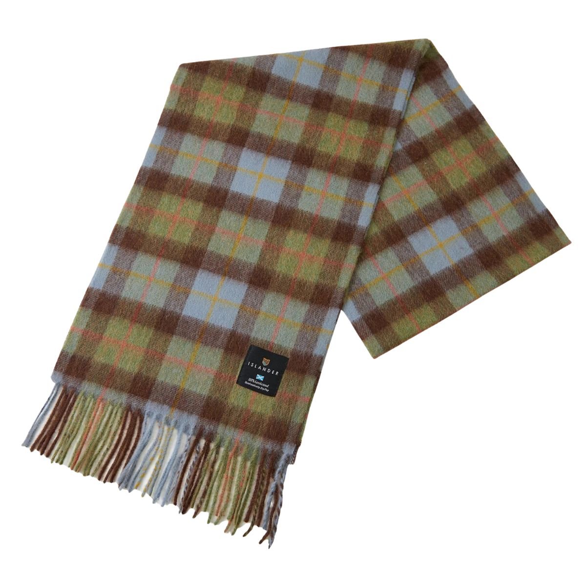 Islander Lambswool Scarf - Chestnut and Blue Tartan