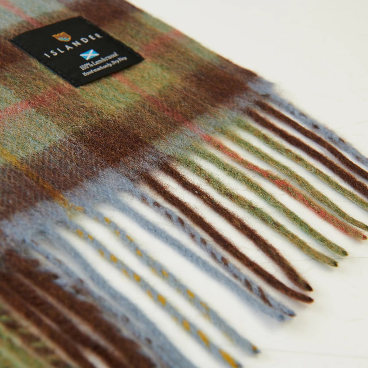 Islander Lambswool Scarf - Chestnut and Blue Tartan
