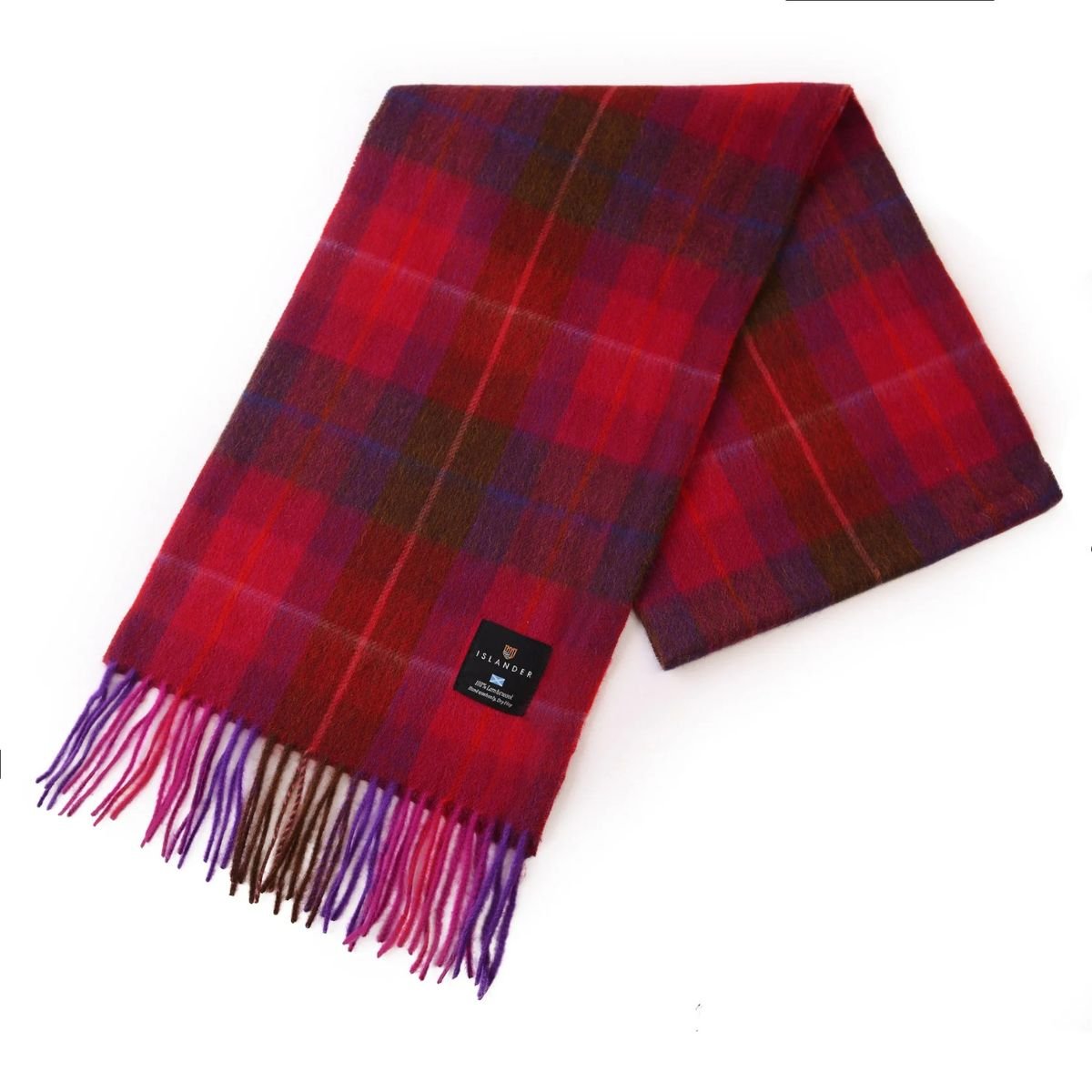 Islander Lambswool Scarf - Fuchsia Tartan