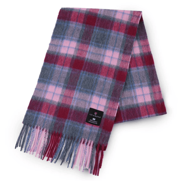 Islander Lambswool Scarf - Pink and Blue Tartan - The Celtic Gift Store - Scarves & Shawls