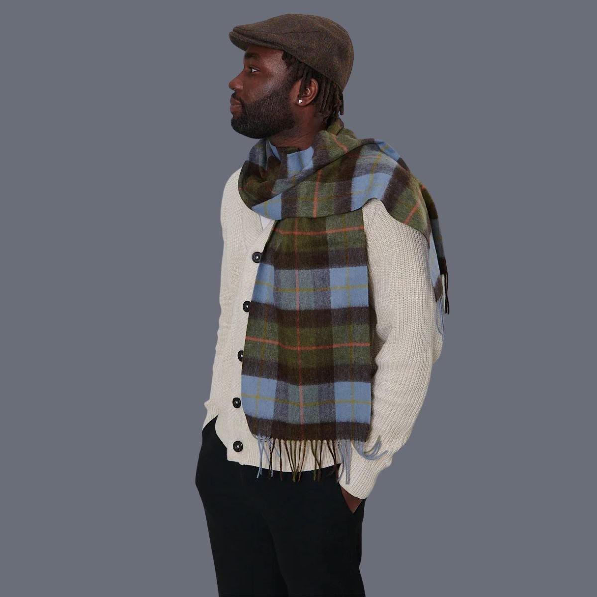 Islander Lambswool Scarf - Pink and Blue Tartan