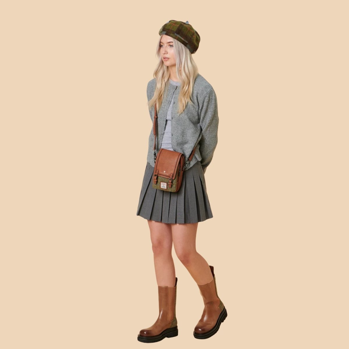Islander The Baby Jura Crossbody Bag 'Cream and Blue Herringbone'