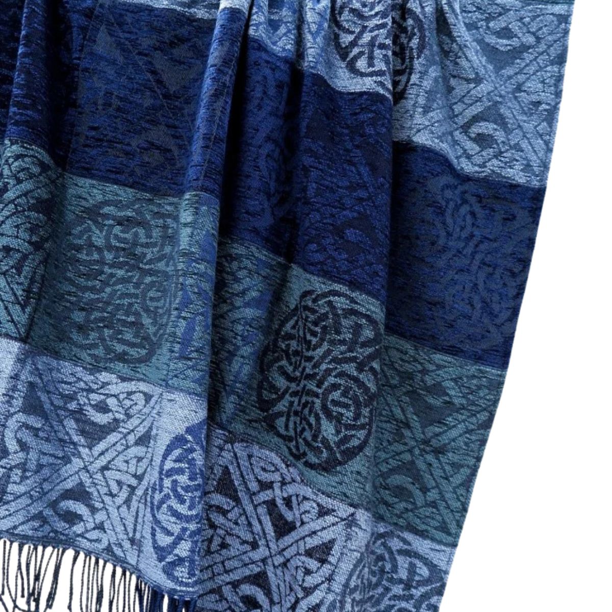 Jacquard Celtic Knot Ruana Shawl - Blue/Teal