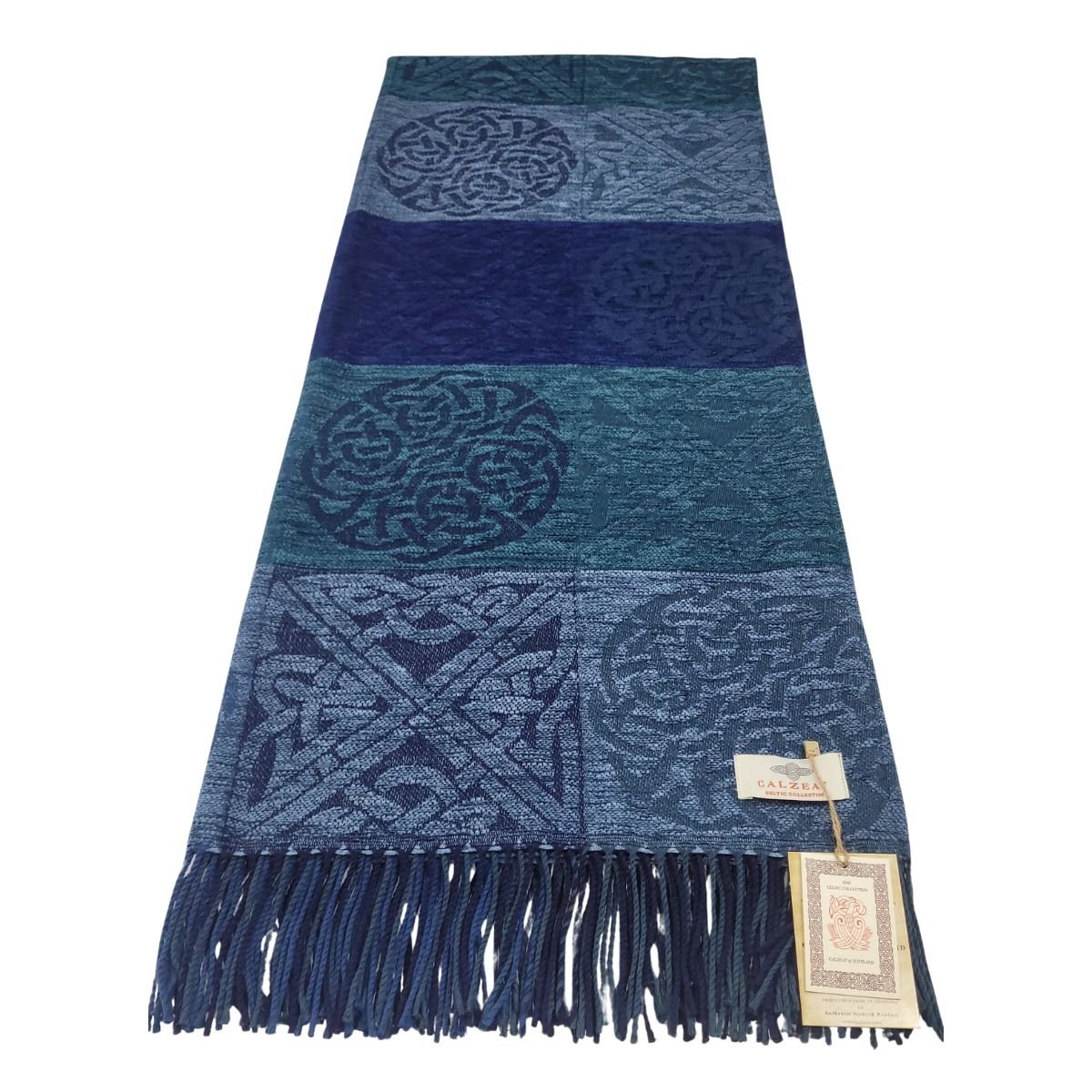 Jacquard Celtic Knot Ruana Shawl - Blue/Teal