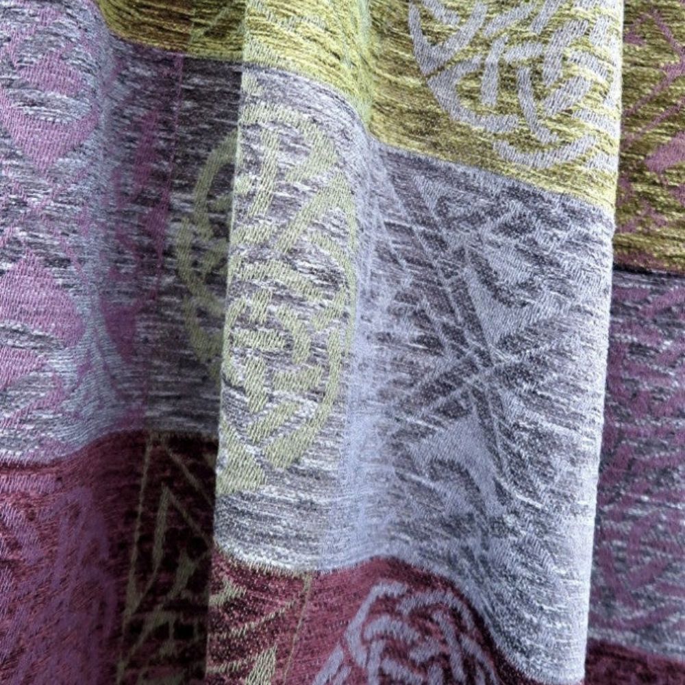 Jacquard Celtic Knot Ruana Shawl - Grey/Green/Purple