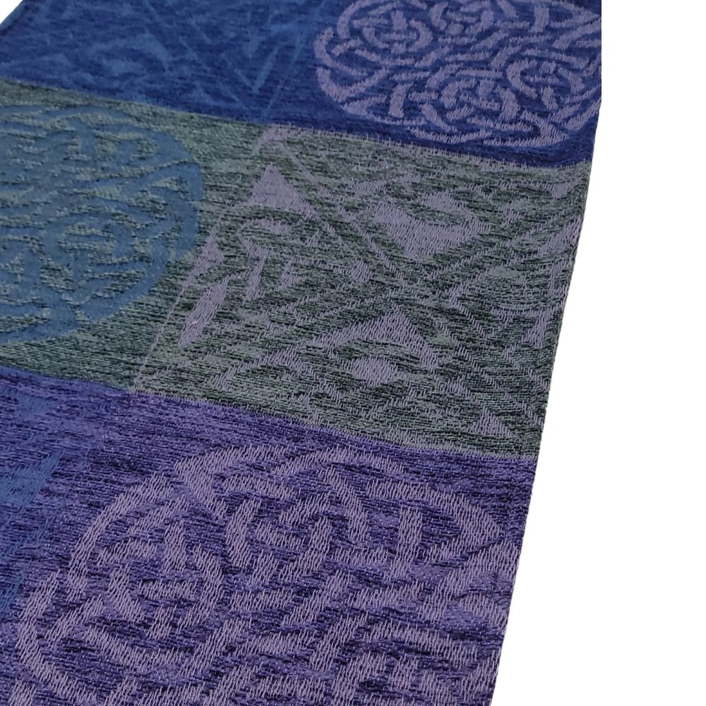 Jacquard Celtic Knot Scarf - Blue/Purple/Grey