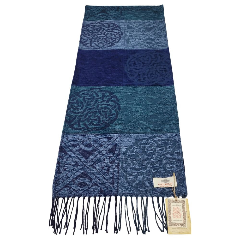 Jacquard Celtic Knot Scarf - Blue/Teal