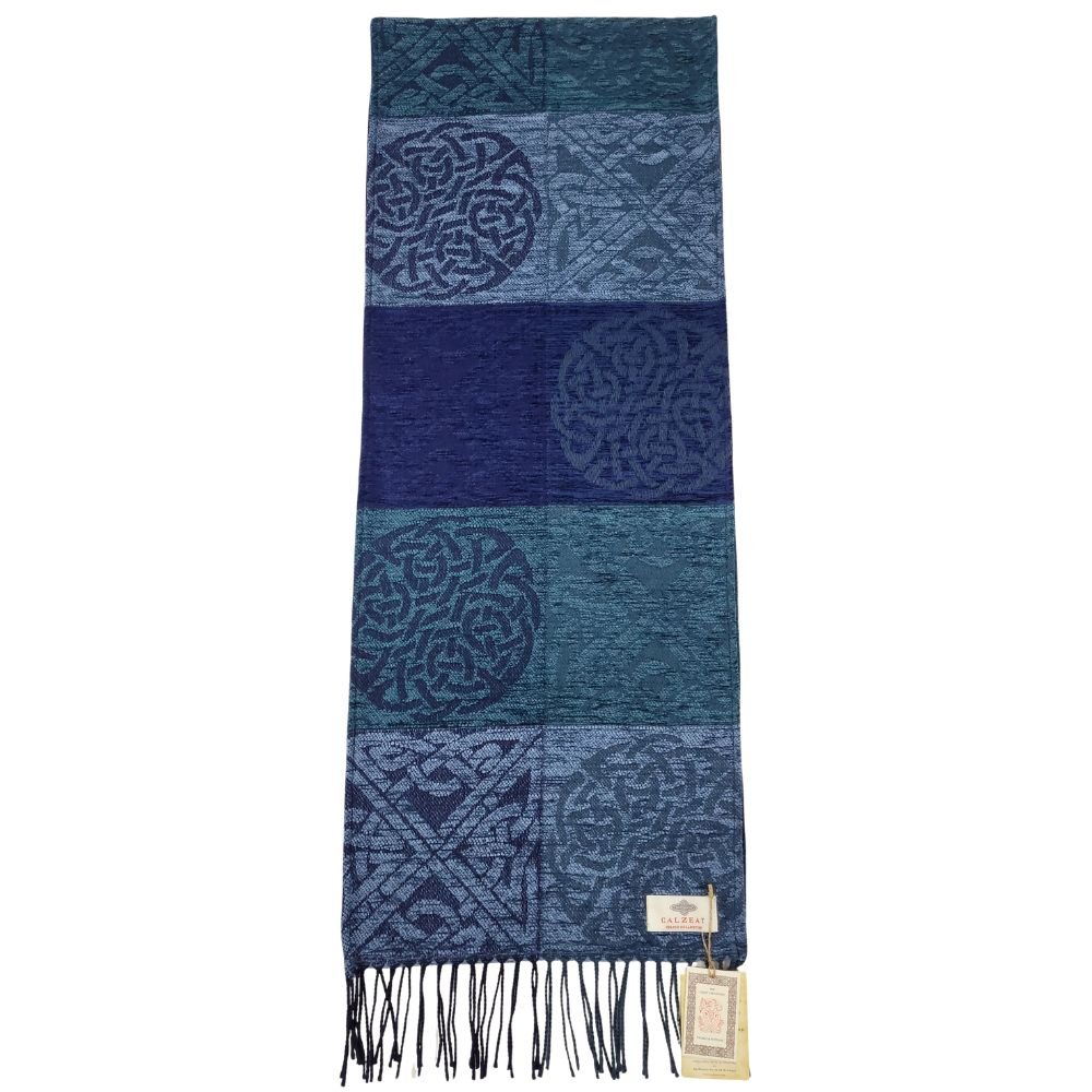 Jacquard Celtic Knot Scarf - Blue/Teal