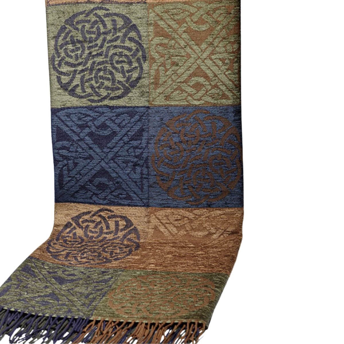 Jacquard Celtic Knot Throw - Blue/Green/Brown
