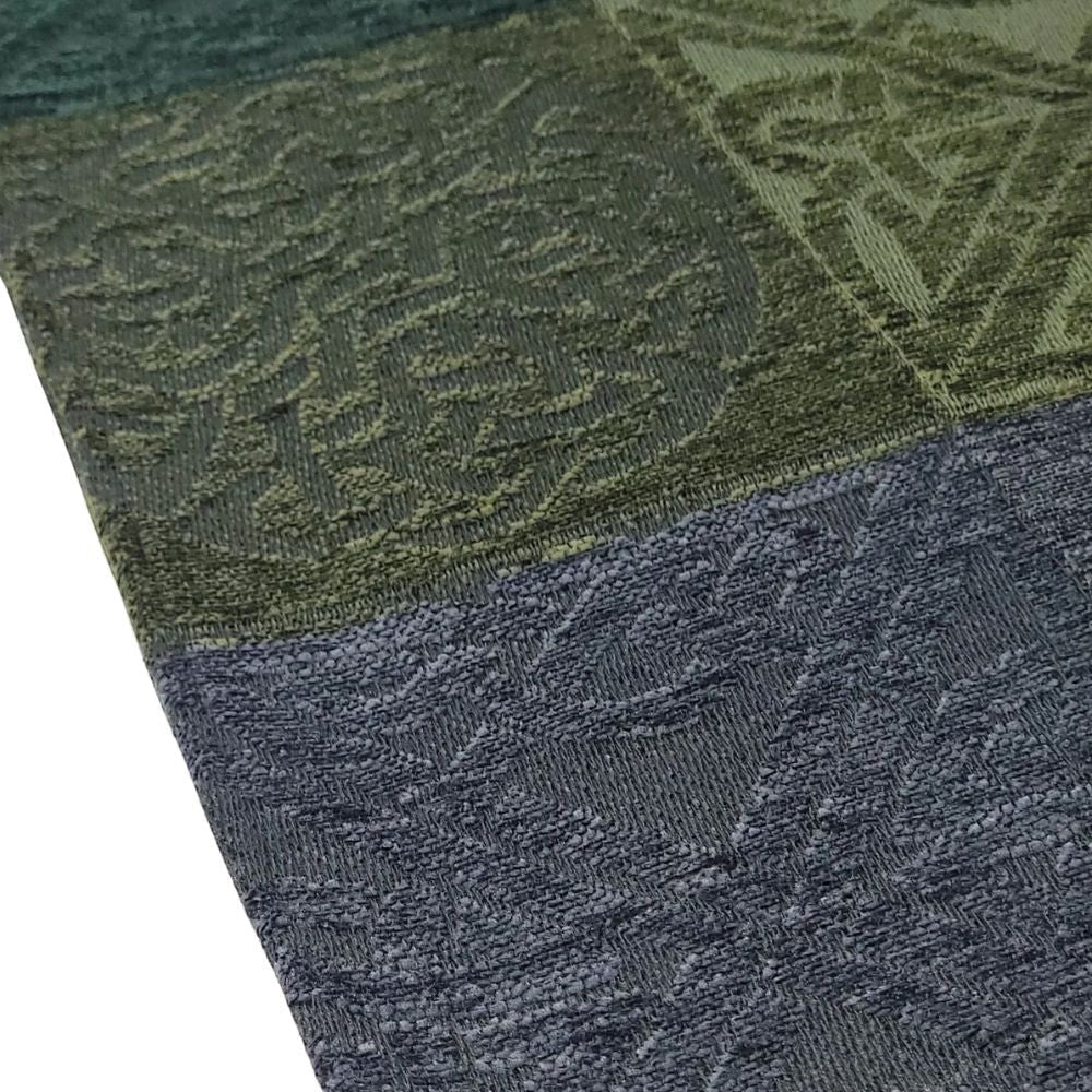 The Celtic Gift Store Jacquard Celtic Knot Wrap in green and grey chenille/wool blend. Features traditional Celtic knot patterns.