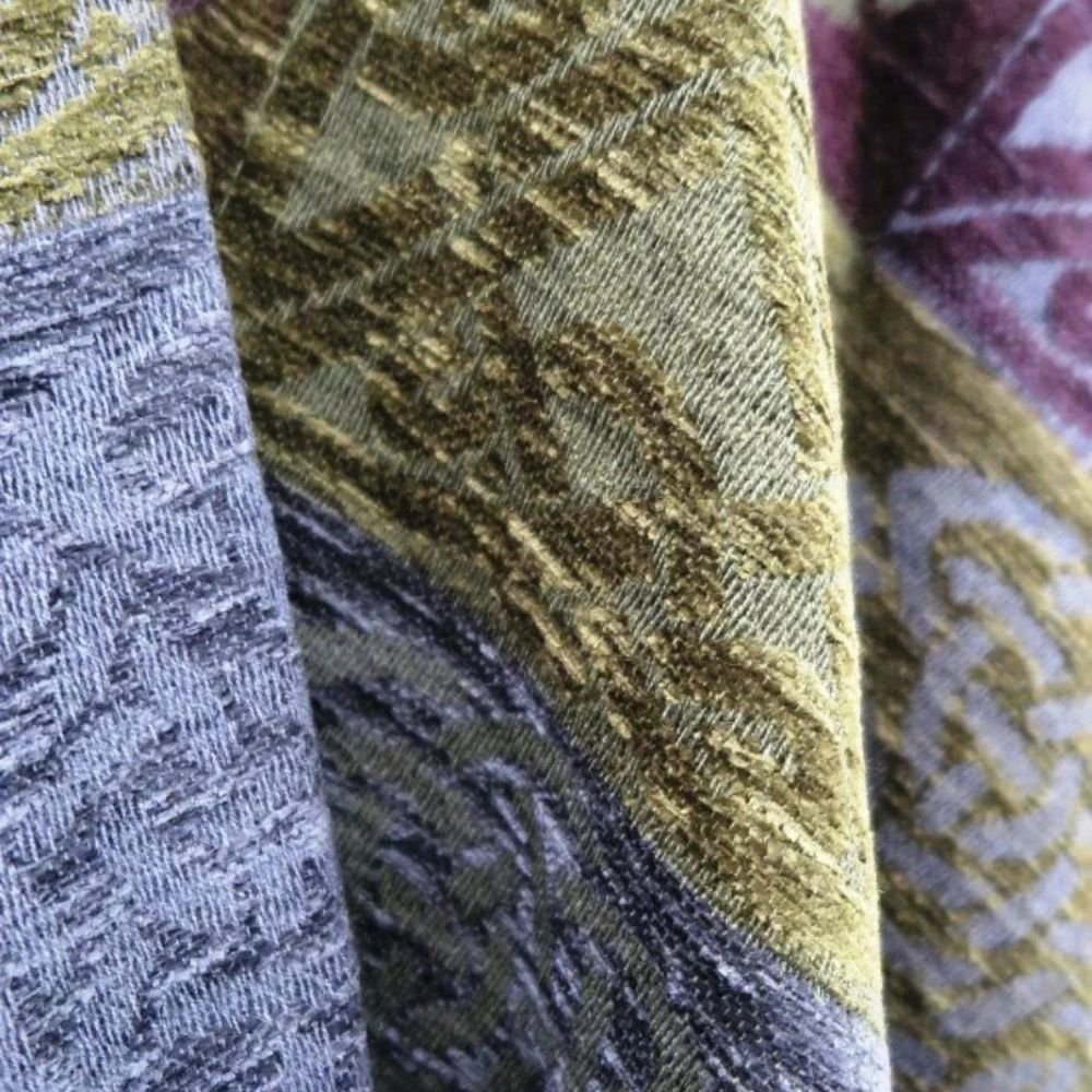 Jacquard Celtic Knot Wrap - Grey/Green/Purple