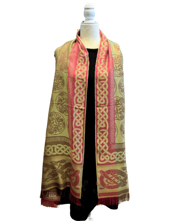 Jimmy Hourihan Boru Celtic Stole - Fuchsia/Green - The Celtic Gift Store - Scarves & Shawls
