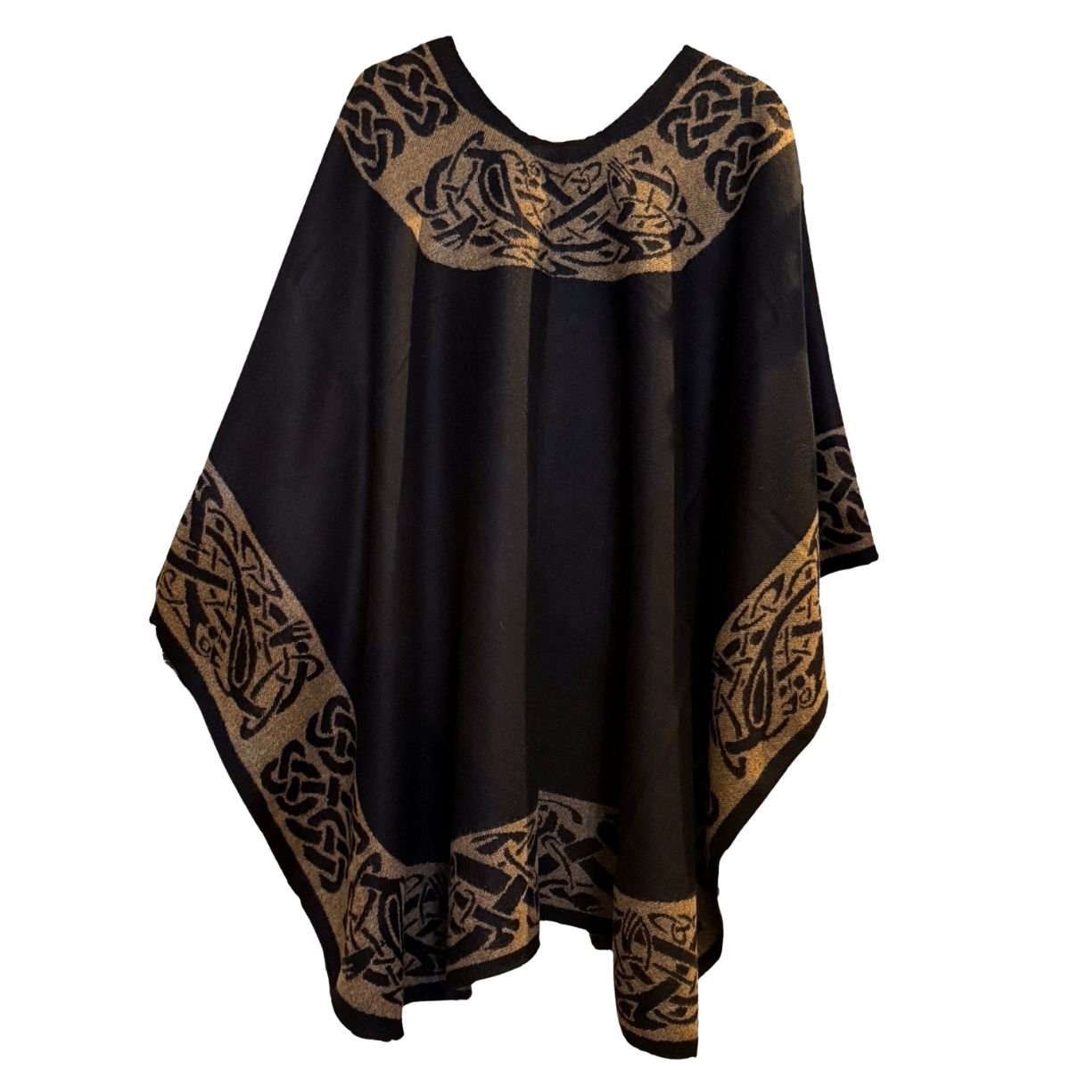 Jimmy Hourihan Celtic Border Shawl - Black/Camel