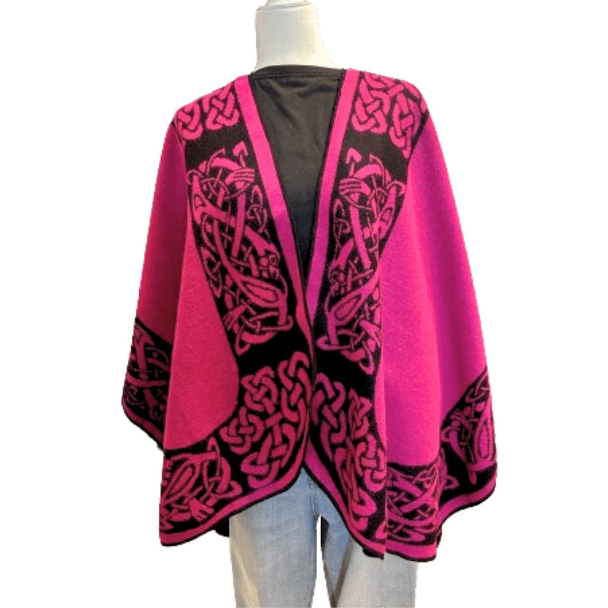 Jimmy Hourihan Celtic Border Shawl - Fuchsia/Black