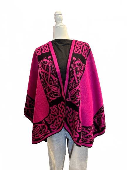 Jimmy Hourihan Celtic Border Shawl - Fuchsia/Black - The Celtic Gift Store - Scarves & Shawls