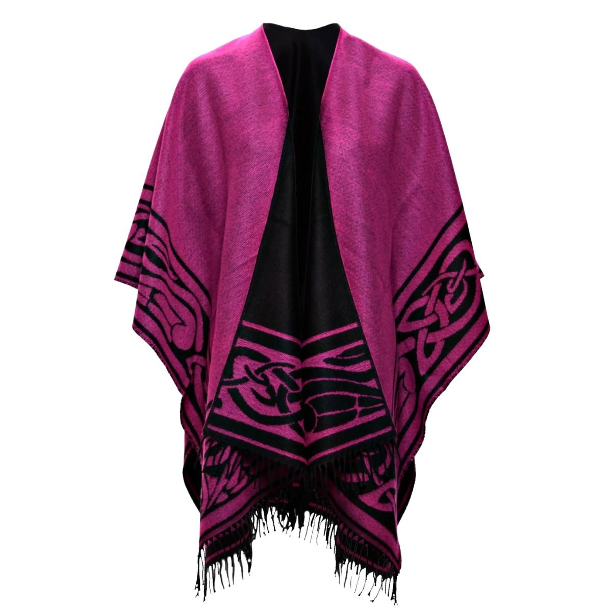 Jimmy Hourihan Celtic Knot Border Shawl - Pink/Black