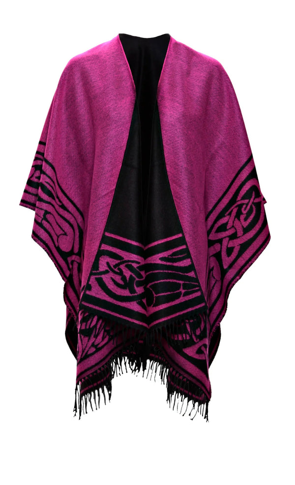 Jimmy Hourihan Celtic Knot Border Shawl - Pink/Black - The Celtic Gift Store - Scarves & Shawls