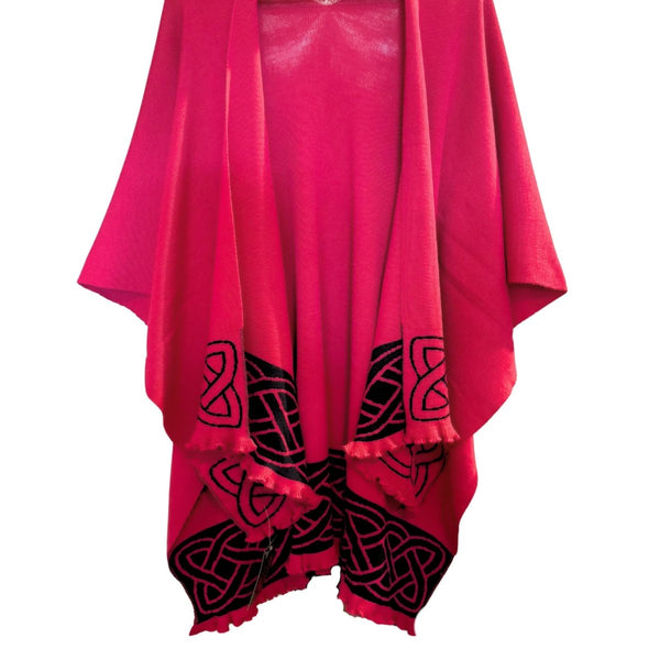 Jimmy Hourihan Celtic Knot Ruffle Shawl - Hot Pink/Black - The Celtic Gift Store - Scarves & Shawls