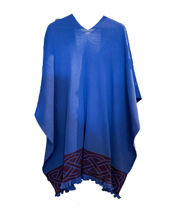 Jimmy Hourihan Celtic Knot Ruffle Shawl - Royal Blue/Eggplant - The Celtic Gift Store - Scarves & Shawls