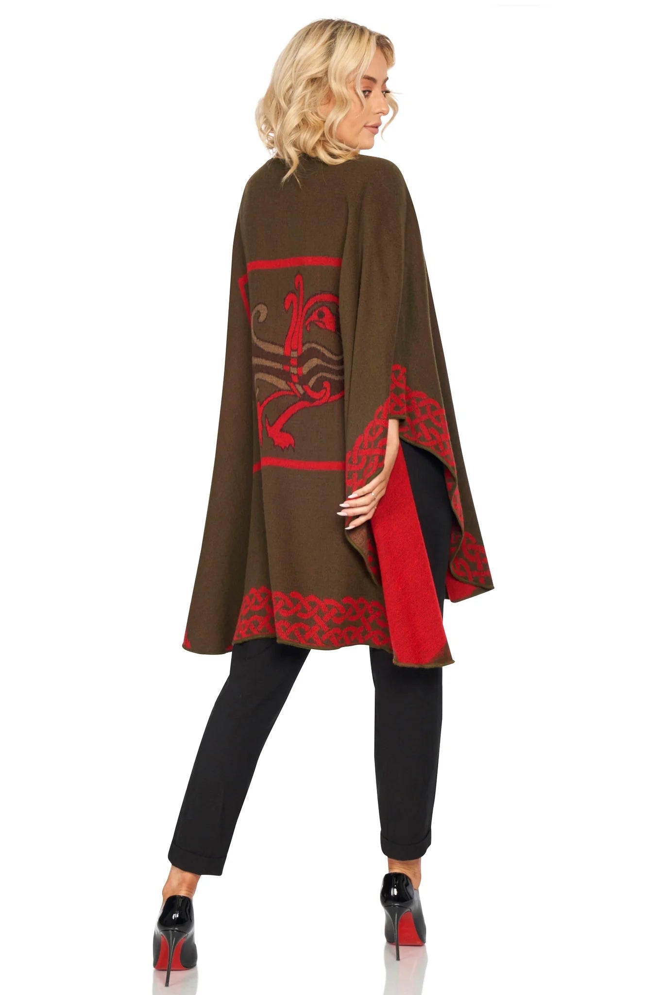 Jimmy Hourihan Celtic Shawl - Moss/Red - The Celtic Gift Store - Scarves & Shawls