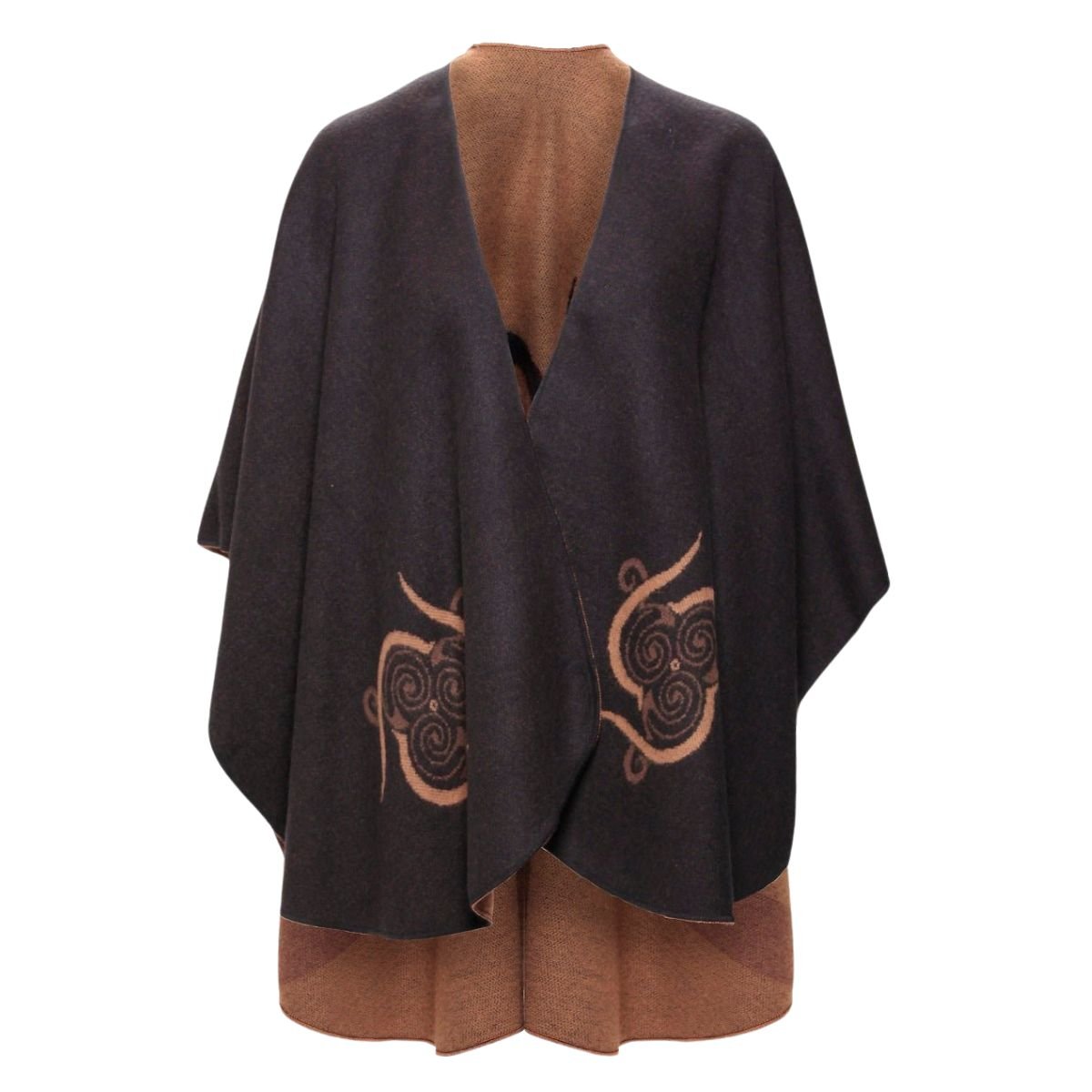 Jimmy Hourihan Celtic Triskele Shawl - Black/Brown/Camel