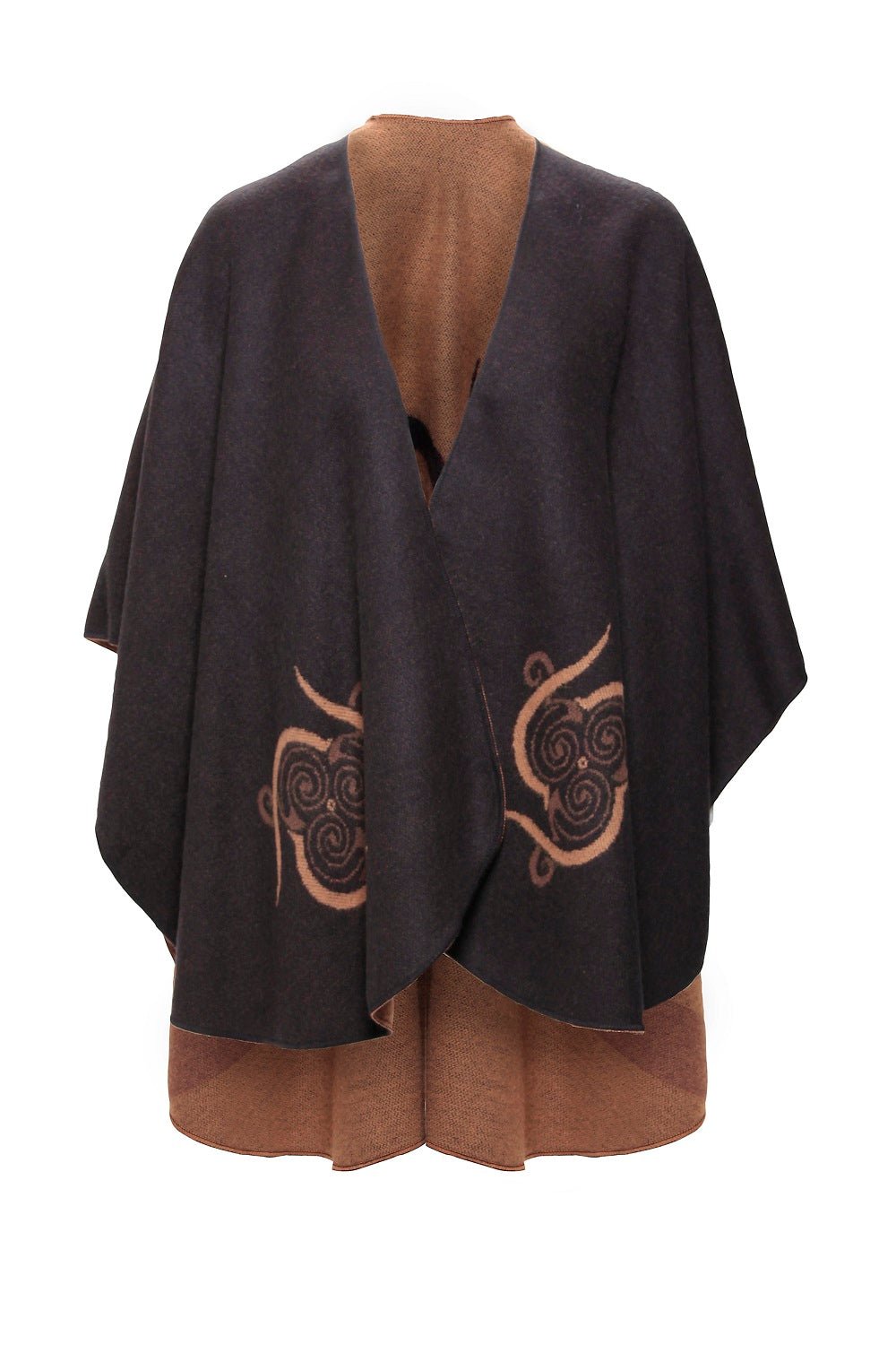 Jimmy Hourihan Celtic Triskele Shawl - Black/Brown/Camel - The Celtic Gift Store - Scarves & Shawls