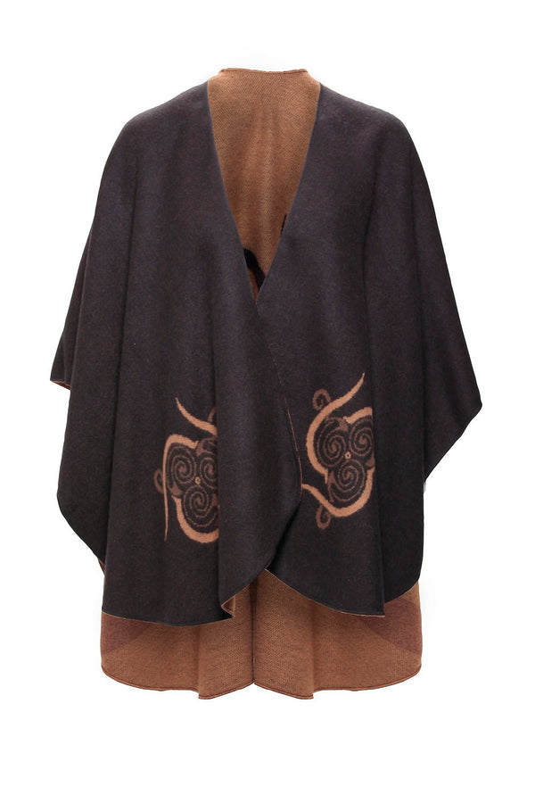 Jimmy Hourihan Celtic Triskele Shawl - Black/Brown/Camel - The Celtic Gift Store - Scarves & Shawls