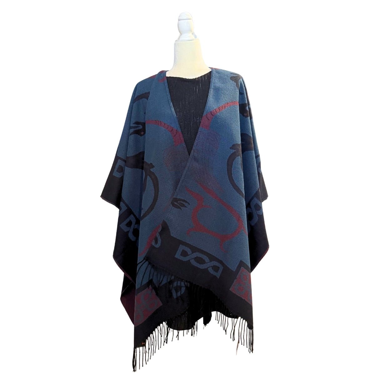 Jimmy Hourihan Fringed Celtic Shawl - Blue