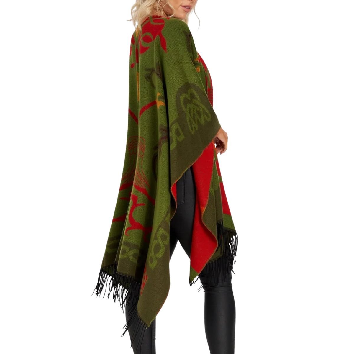 Jimmy Hourihan Fringed Celtic Shawl - Green/Red