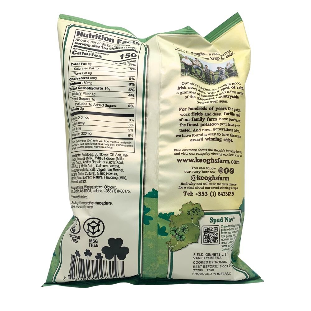 Keogh's Shamrock and Sour Cream Crisps - 125g - The Celtic Gift Store - Food 