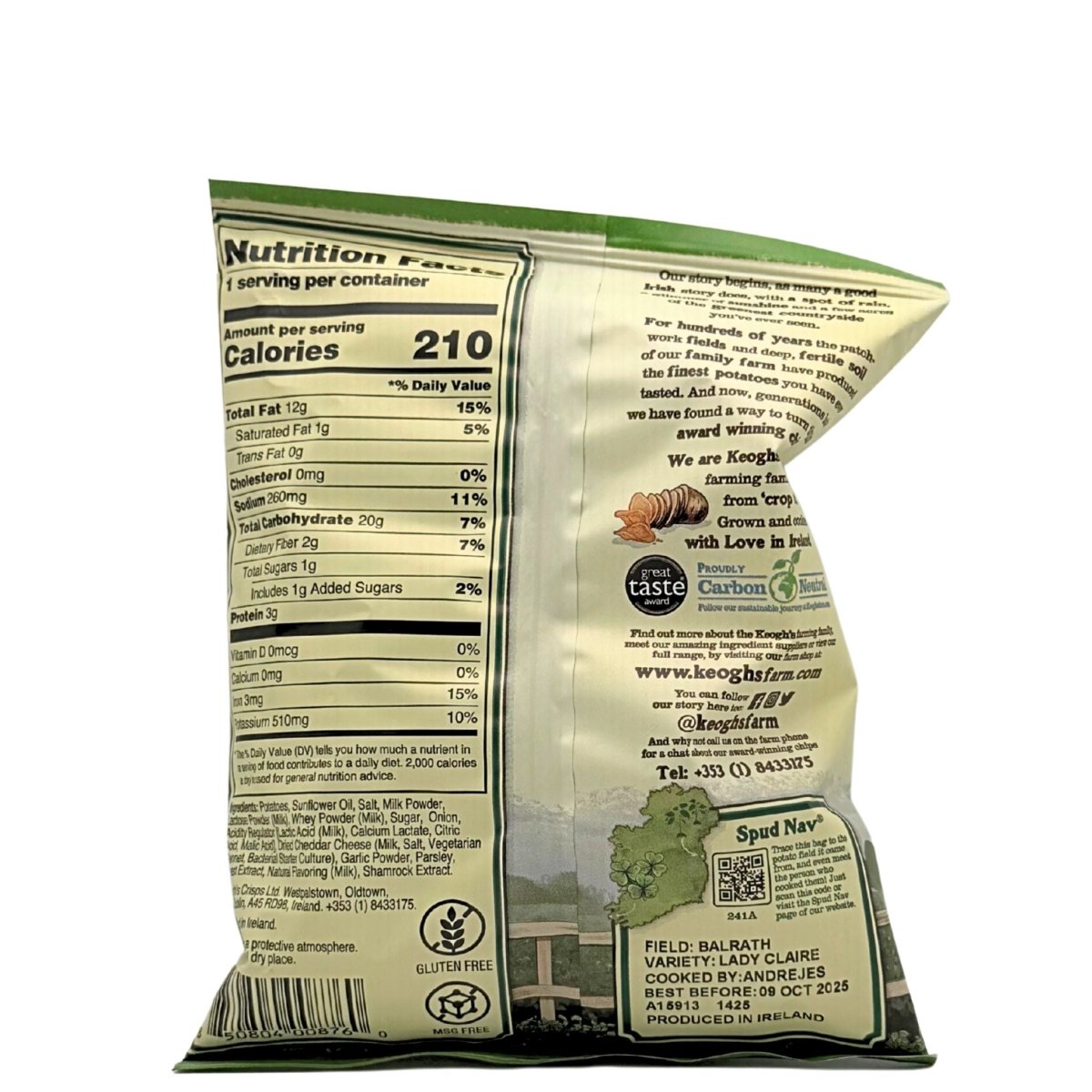 Keoghs Shamrock and Sour Cream Crisps - 40g - The Celtic Gift Store - Food