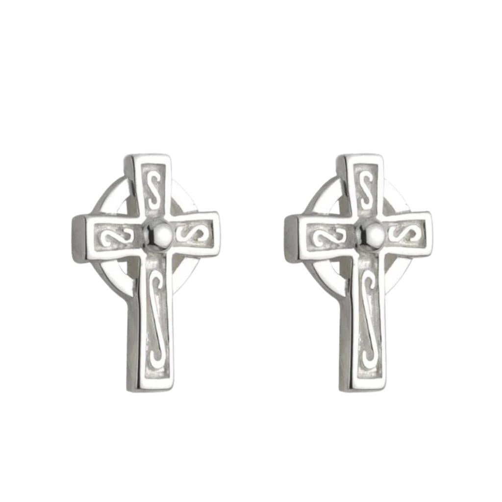 Kid's Sterling Silver Celtic Cross Stud Earrings