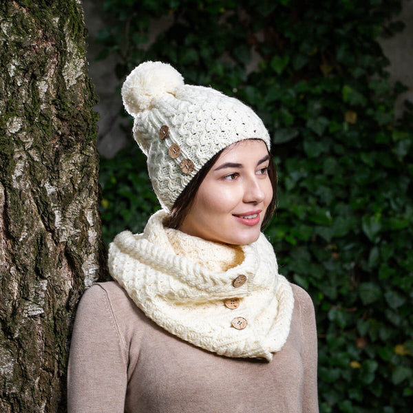 Ladies Button Pom - Pom Hat - The Celtic Gift Store - 
