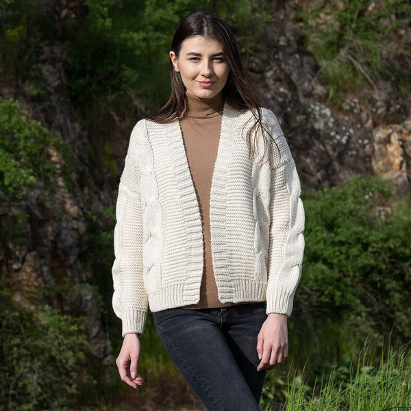 Ladies Cable Cardigan Wrap - The Celtic Gift Store - 