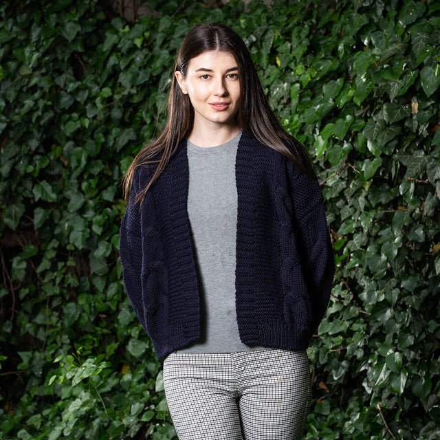 Ladies Cable Cardigan Wrap - The Celtic Gift Store - 
