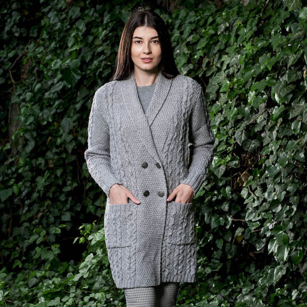 Ladies Double Breasted Shawl Collar Coat - The Celtic Gift Store - 