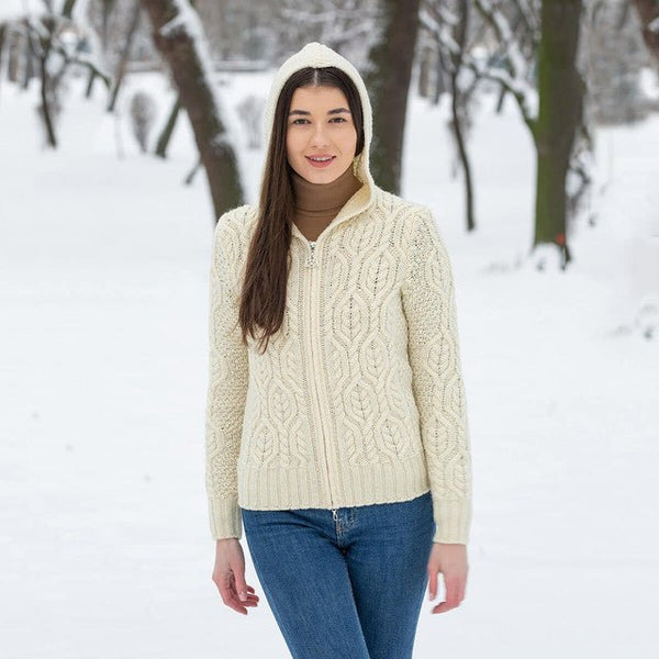 Ladies Double Collar Zipped Cardigan - The Celtic Gift Store - 